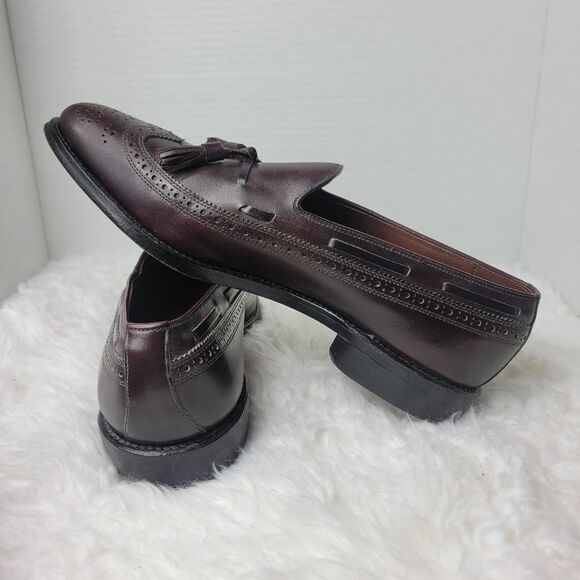 Allen Edmonds Manchester Mens Tassel Loafer 9.5 D Burdundy Calfskin Dress Shoes - Picture 6 of 10
